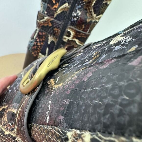 Coach Women’s Evenly Snakeskin Multicolored Oxblood Neutral Stripe Below the Kne - Picture 7 of 15